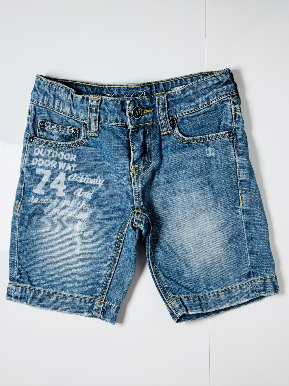 Heach Junior Graphic Distressed Denim Shorts Jorts 3T Skater Y2K Style